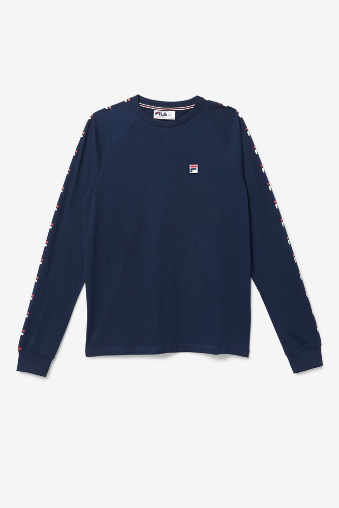 Fila Zubby Long Sleeve T-Shirt Navy - Mens - 08216BVEC